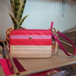 Striped Fossil Wristlet with Dustbag
